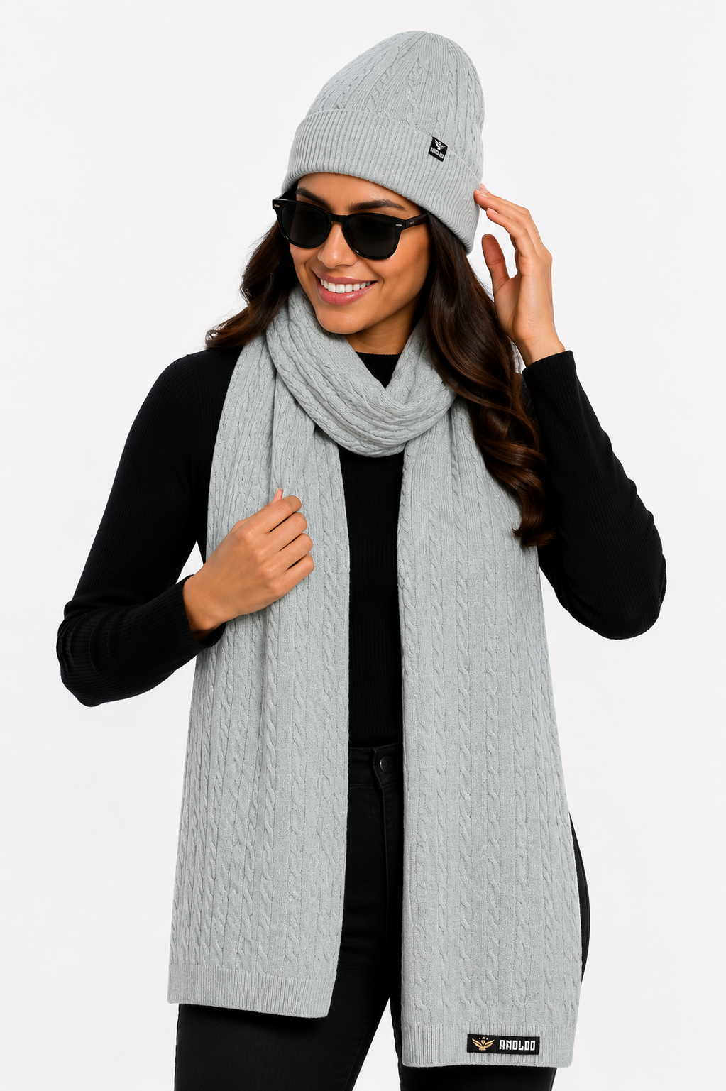 AMOLDO Unisex Woolen Beanie Cap & Muffler Winter Set