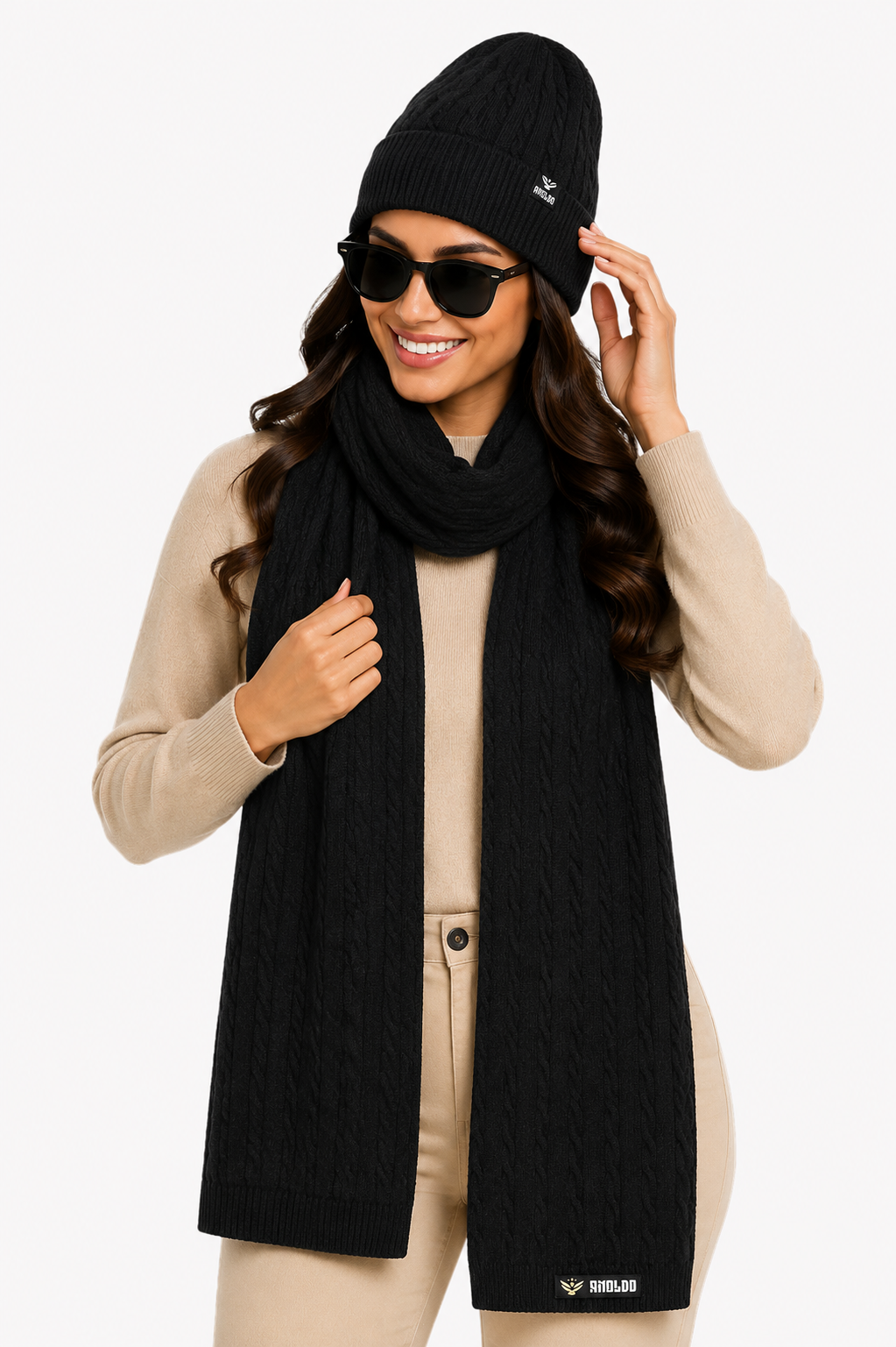AMOLDO Unisex Woolen Beanie Cap & Muffler Winter Set