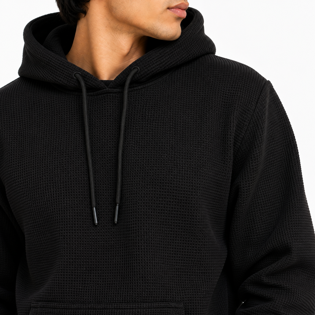 Men's Textured Pullover Hoodie with Kangaroo Pocket