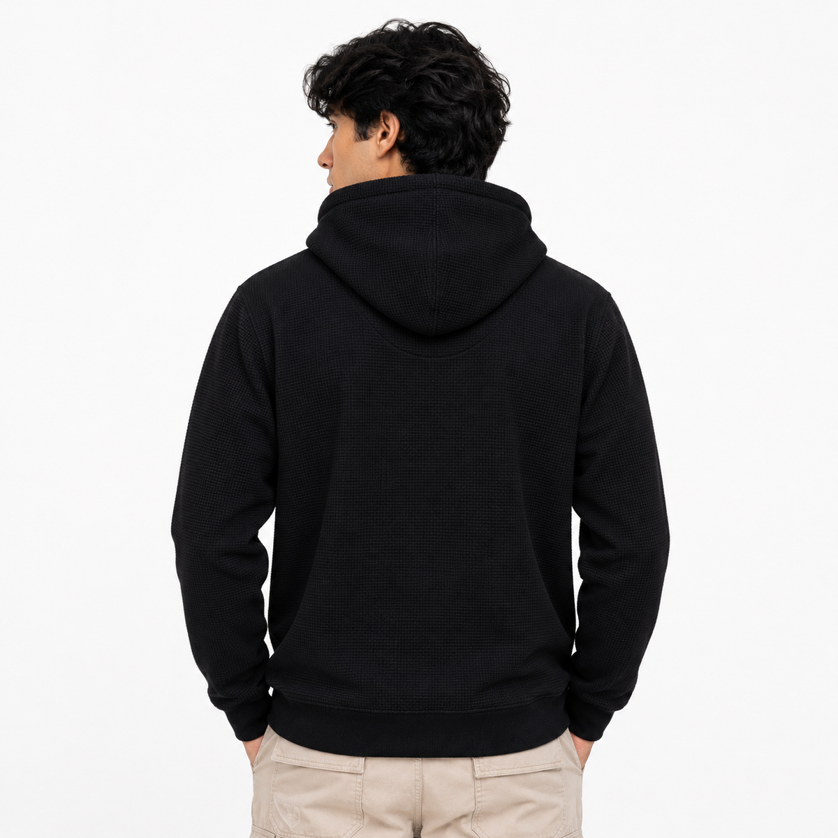 Men's Textured Pullover Hoodie with Kangaroo Pocket