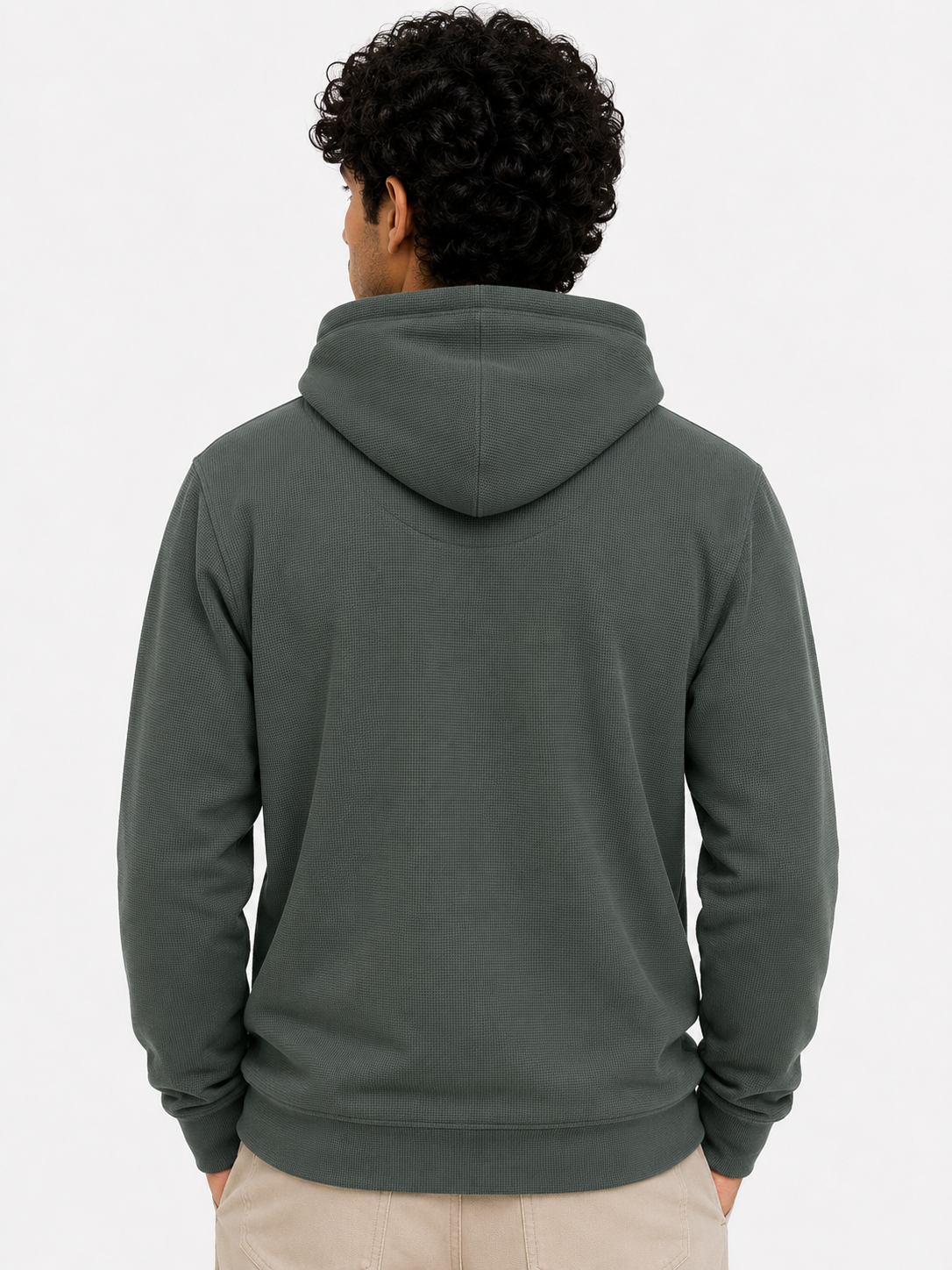 Men's Textured Pullover Hoodie with Kangaroo Pocket