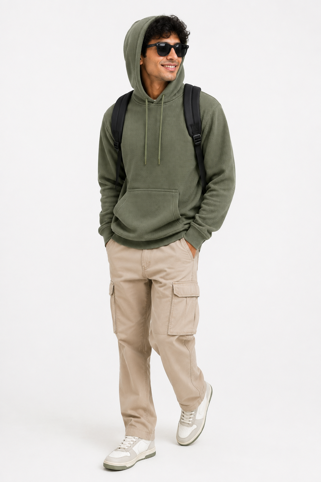 Men's Textured Pullover Hoodie with Kangaroo Pocket