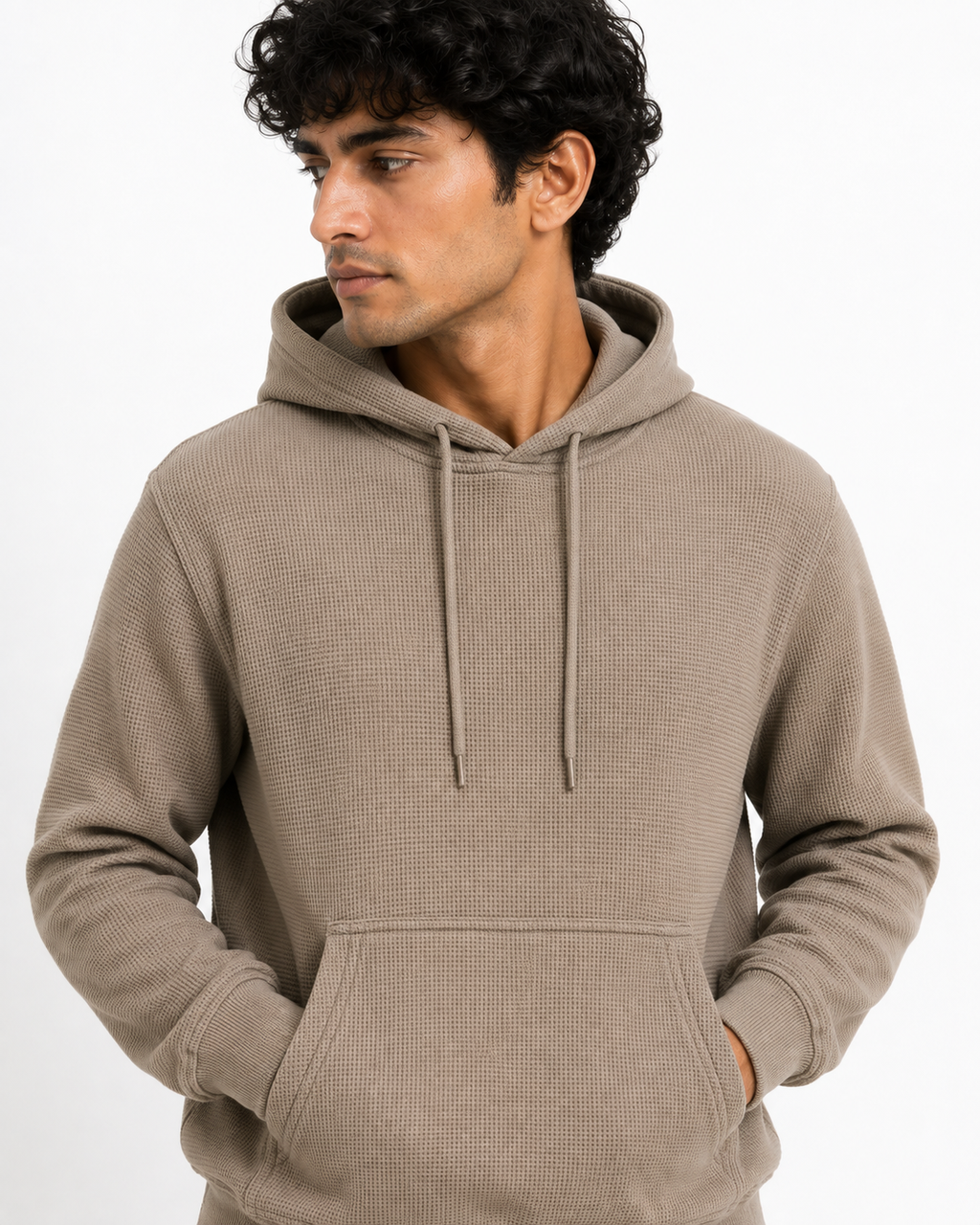 Men's Textured Pullover Hoodie with Kangaroo Pocket
