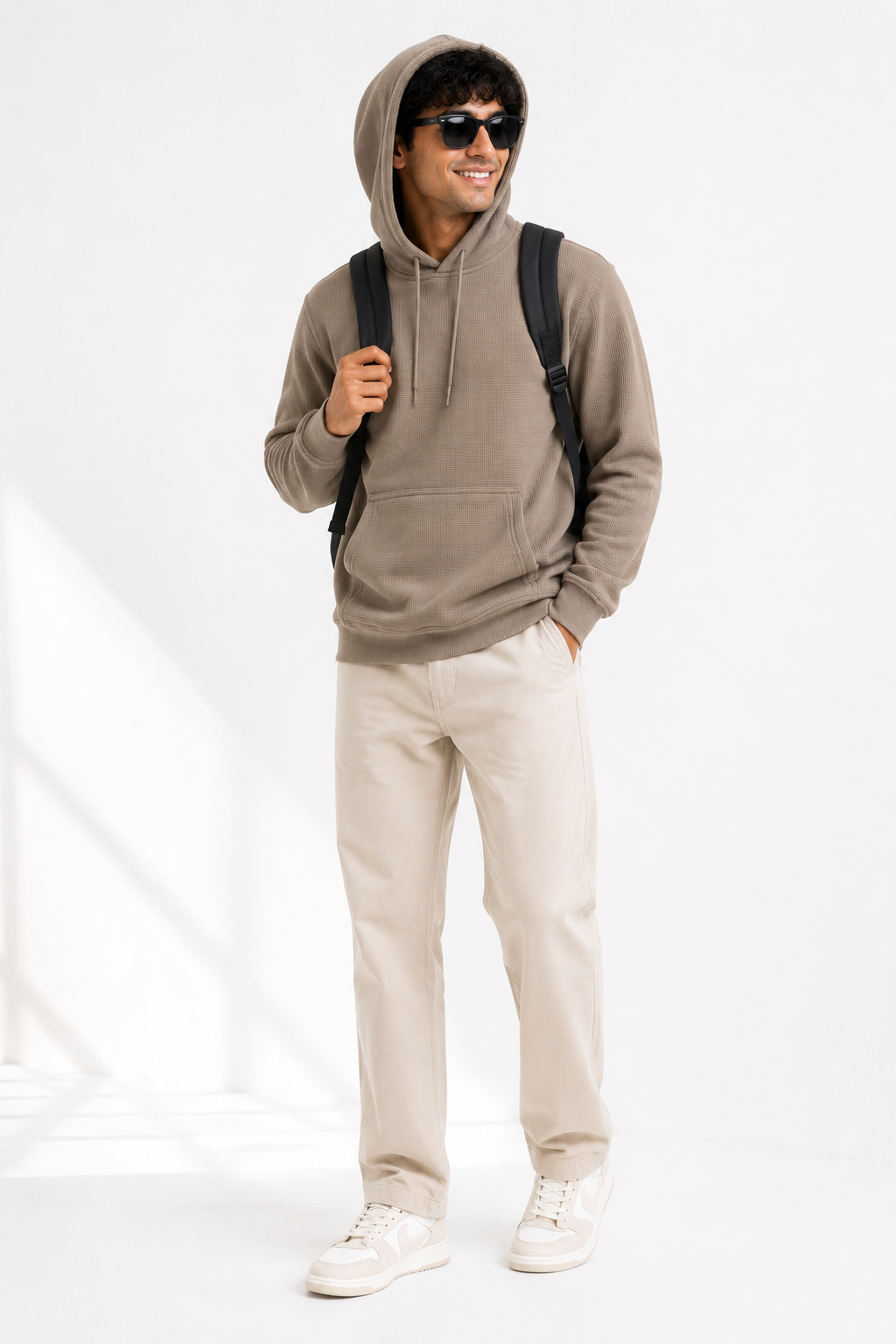 Men's Textured Pullover Hoodie with Kangaroo Pocket