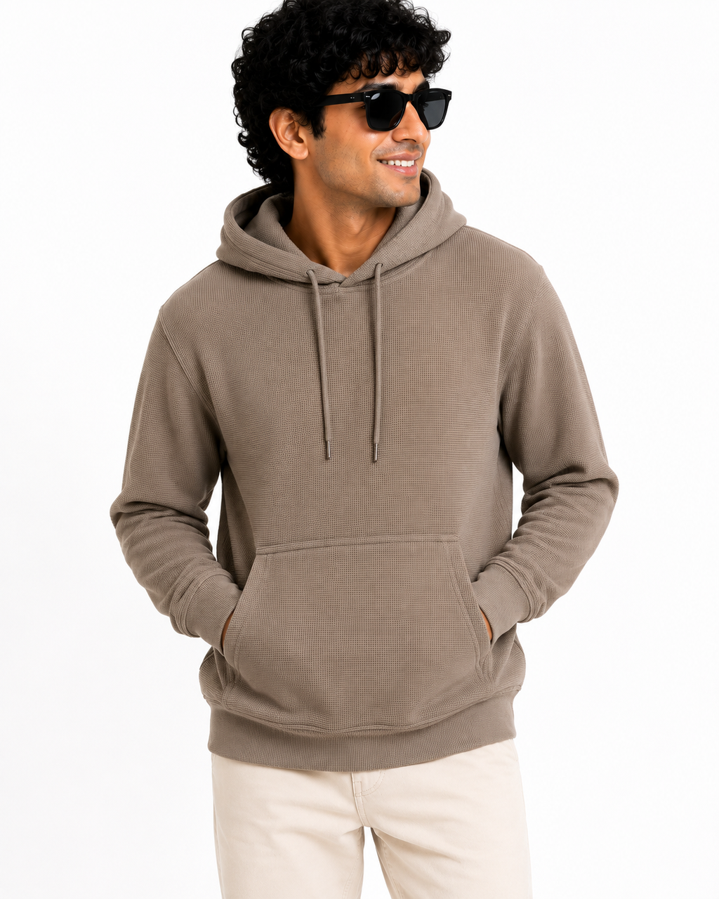 Men's Textured Pullover Hoodie with Kangaroo Pocket