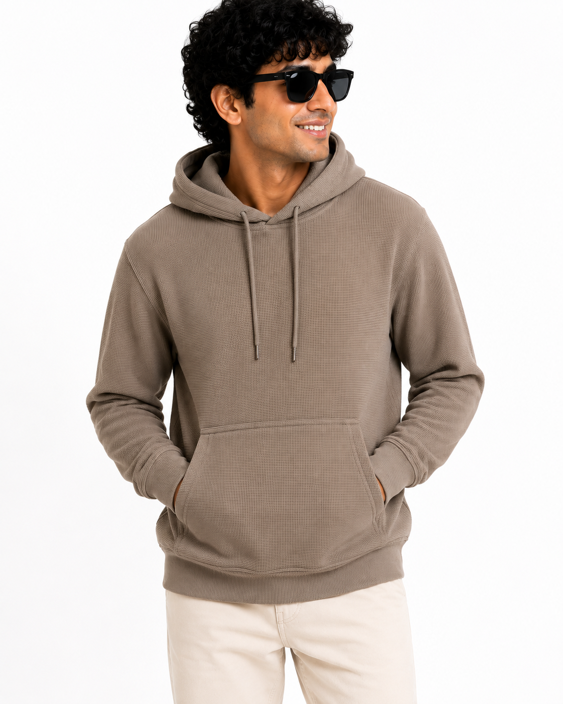 Men's Textured Pullover Hoodie with Kangaroo Pocket