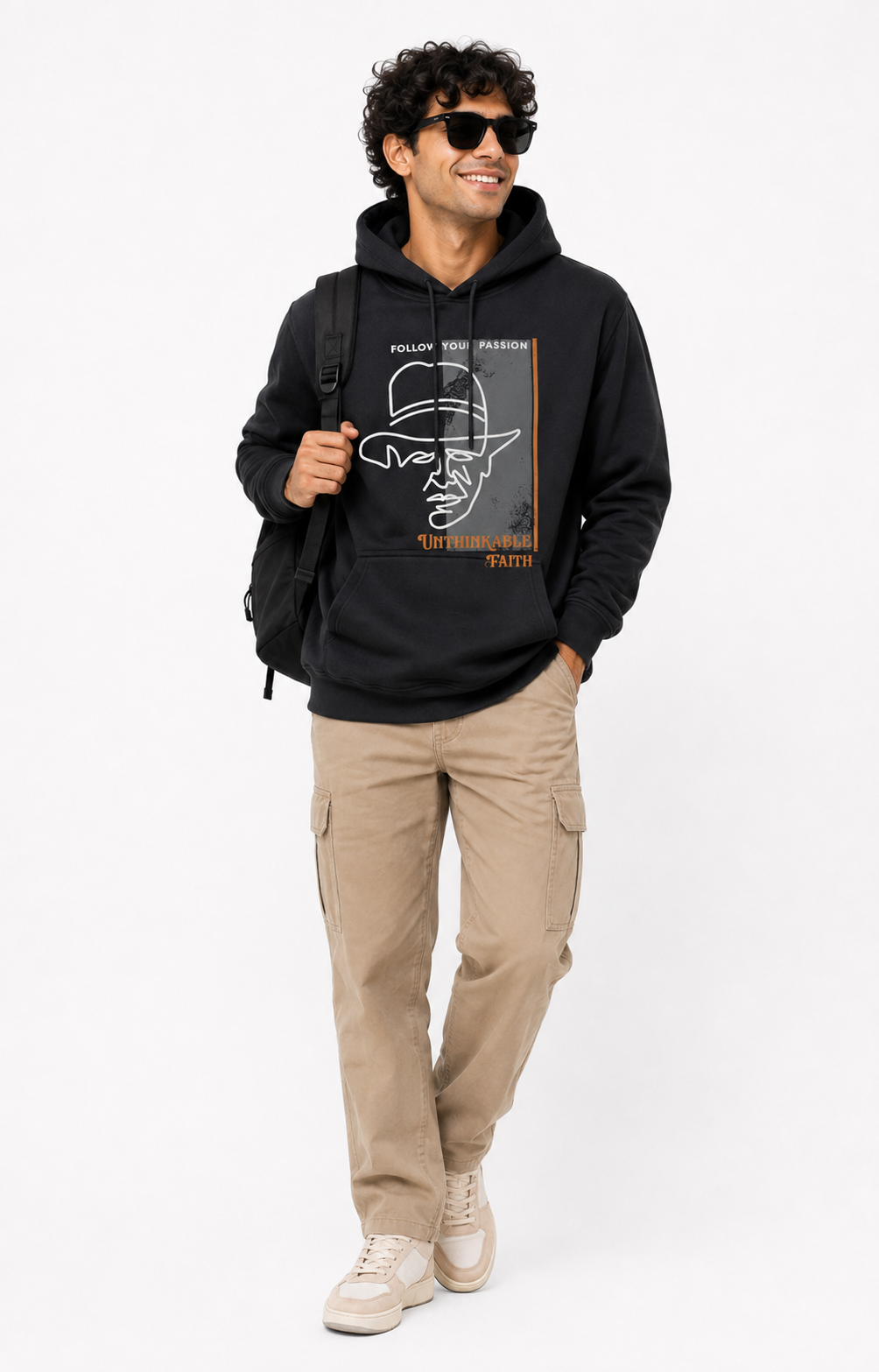 Amoldo Men’s Cotton Fleece Printed Hooded Sweatshirt/Hoodie