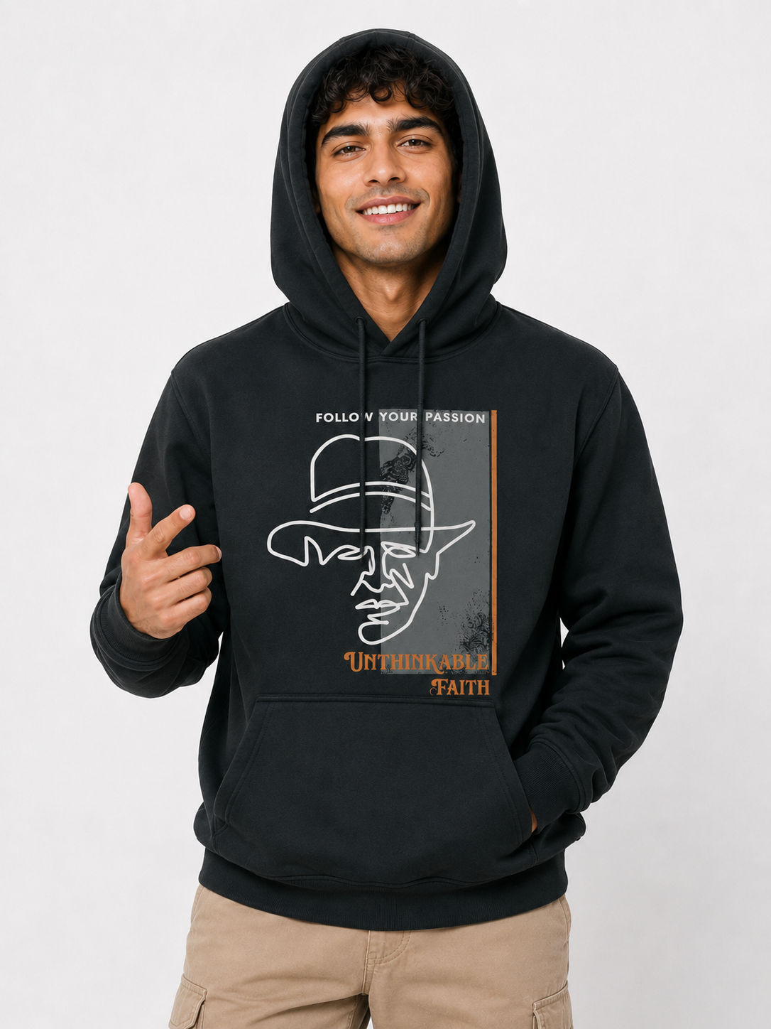 Amoldo Men’s Cotton Fleece Printed Hooded Sweatshirt/Hoodie