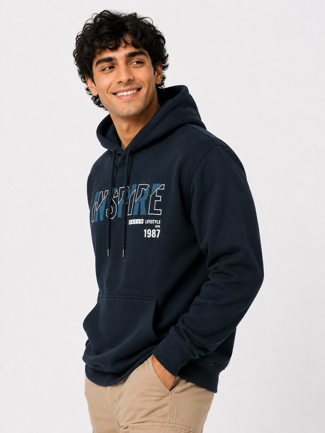 Amoldo Men’s Cotton Fleece Printed Hooded Sweatshirt/Hoodie