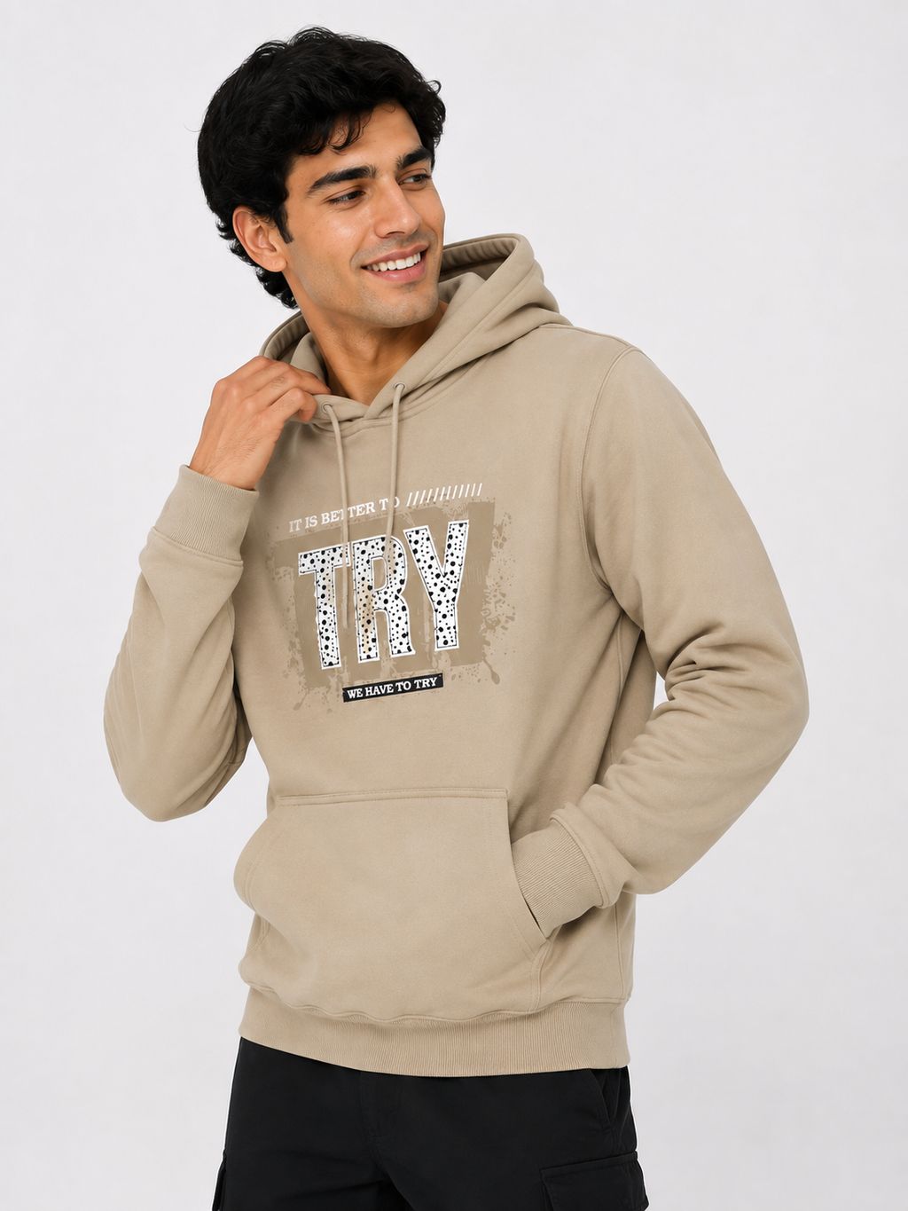 Amoldo Men’s Cotton Fleece Printed Hooded Sweatshirt/Hoodie