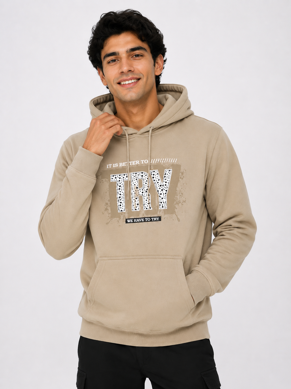 Amoldo Men’s Cotton Fleece Printed Hooded Sweatshirt/Hoodie