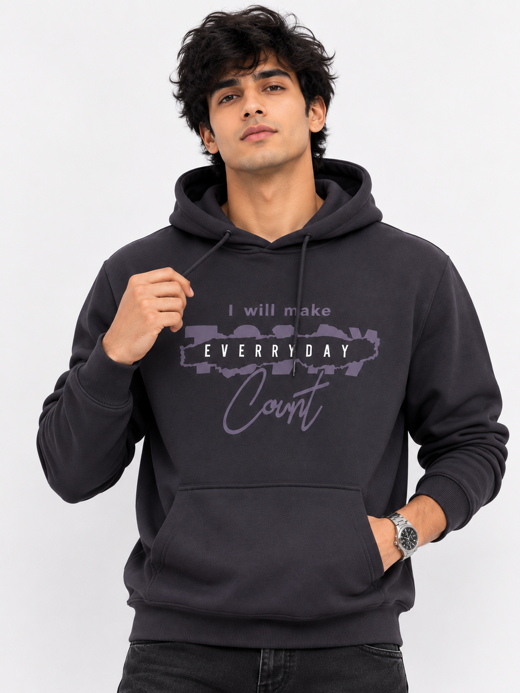 Amoldo Men’s Cotton Fleece Printed Hooded Sweatshirt/Hoodie