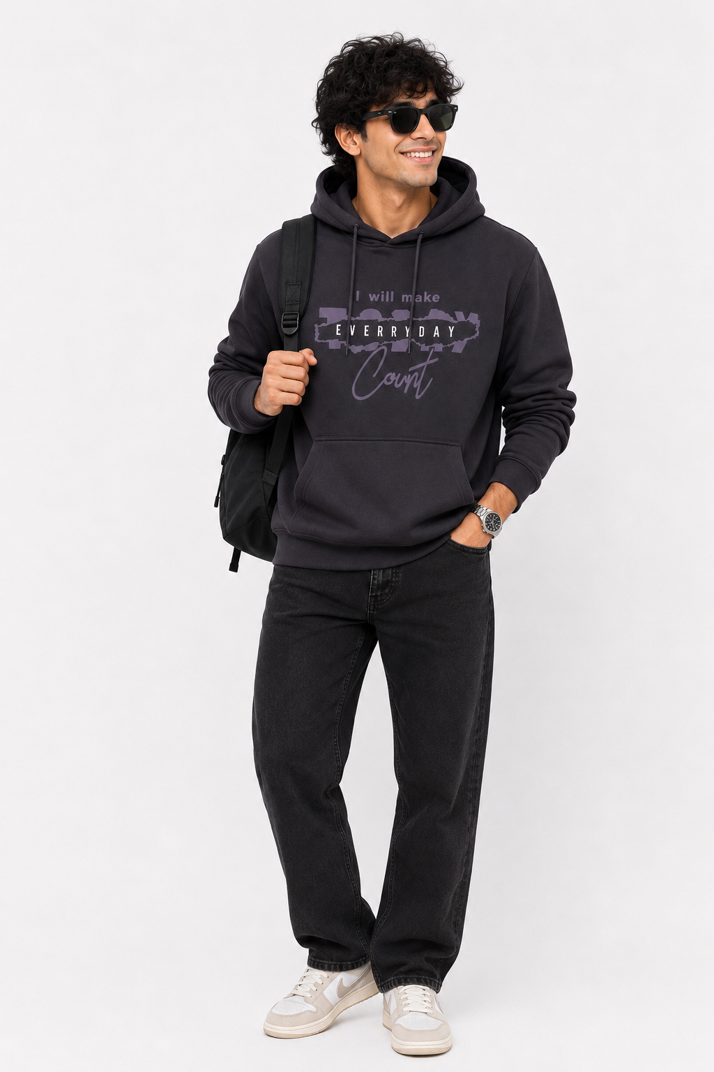 Amoldo Men’s Cotton Fleece Printed Hooded Sweatshirt/Hoodie