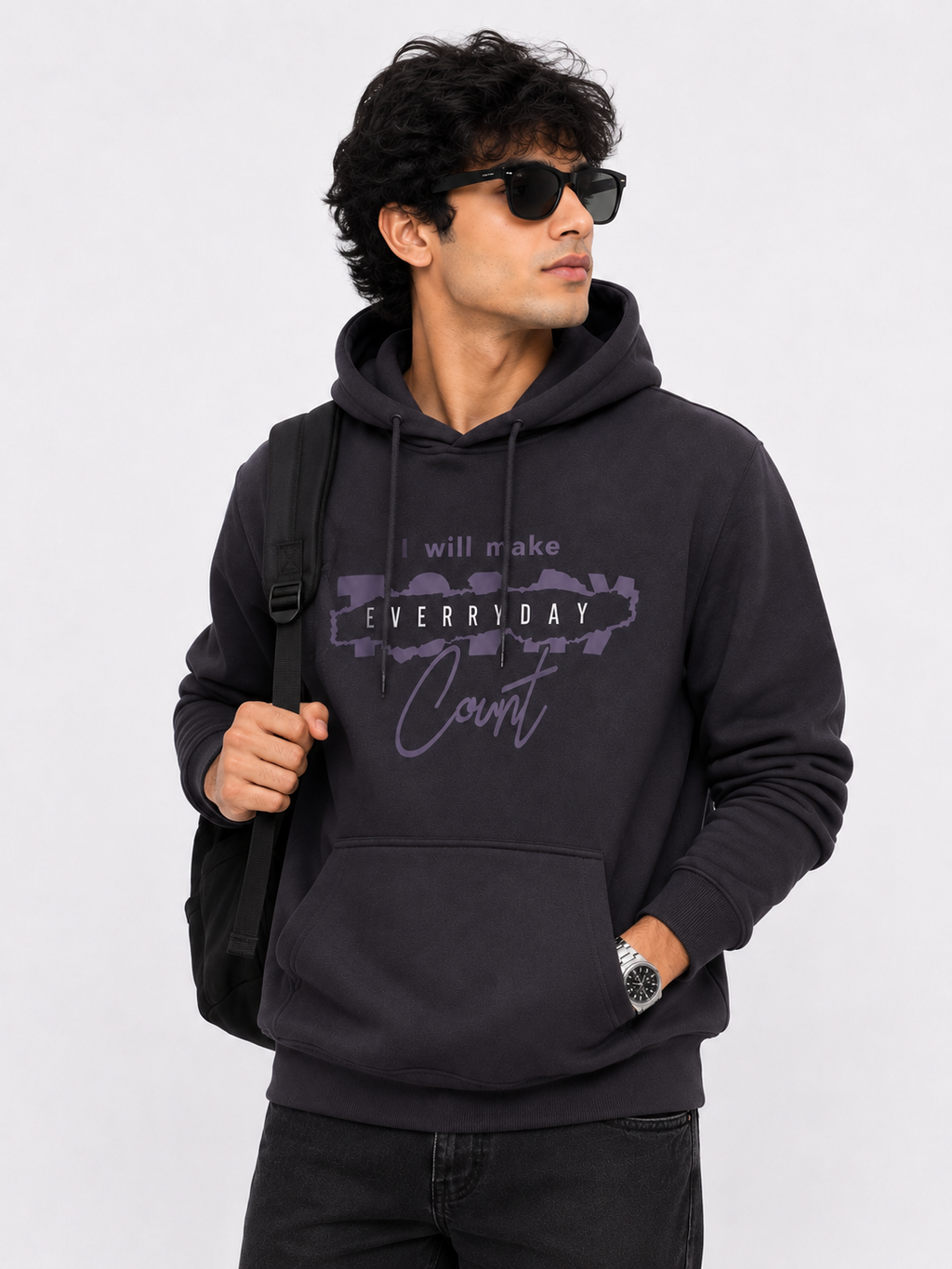 Amoldo Men’s Cotton Fleece Printed Hooded Sweatshirt/Hoodie