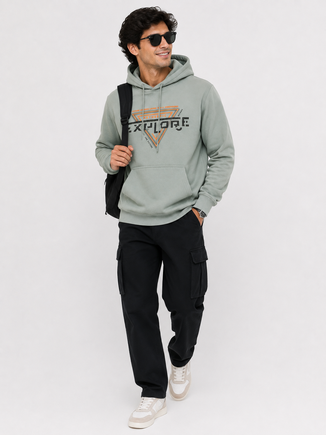 Amoldo Men’s Cotton Fleece Printed Hooded Sweatshirt/Hoodie