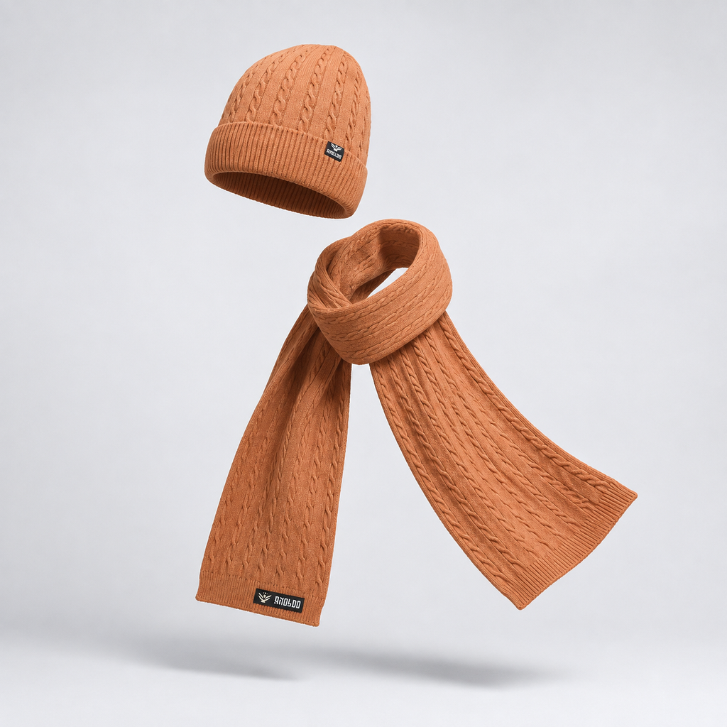AMOLDO Unisex Woolen Beanie Cap & Muffler Winter Set