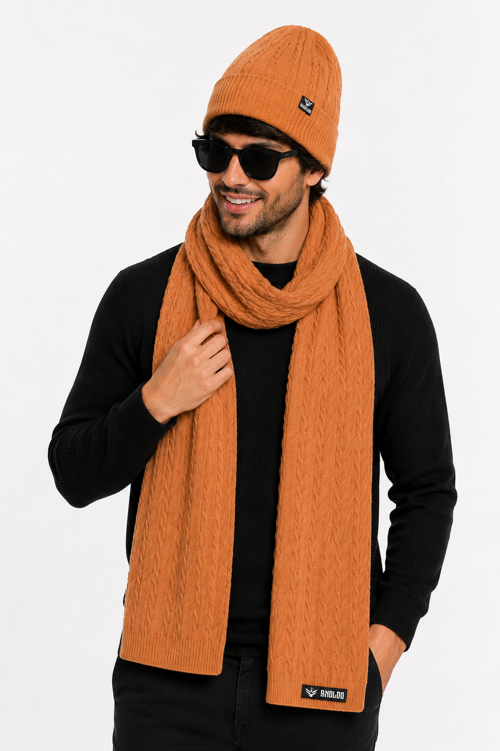 AMOLDO Unisex Woolen Beanie Cap & Muffler Winter Set