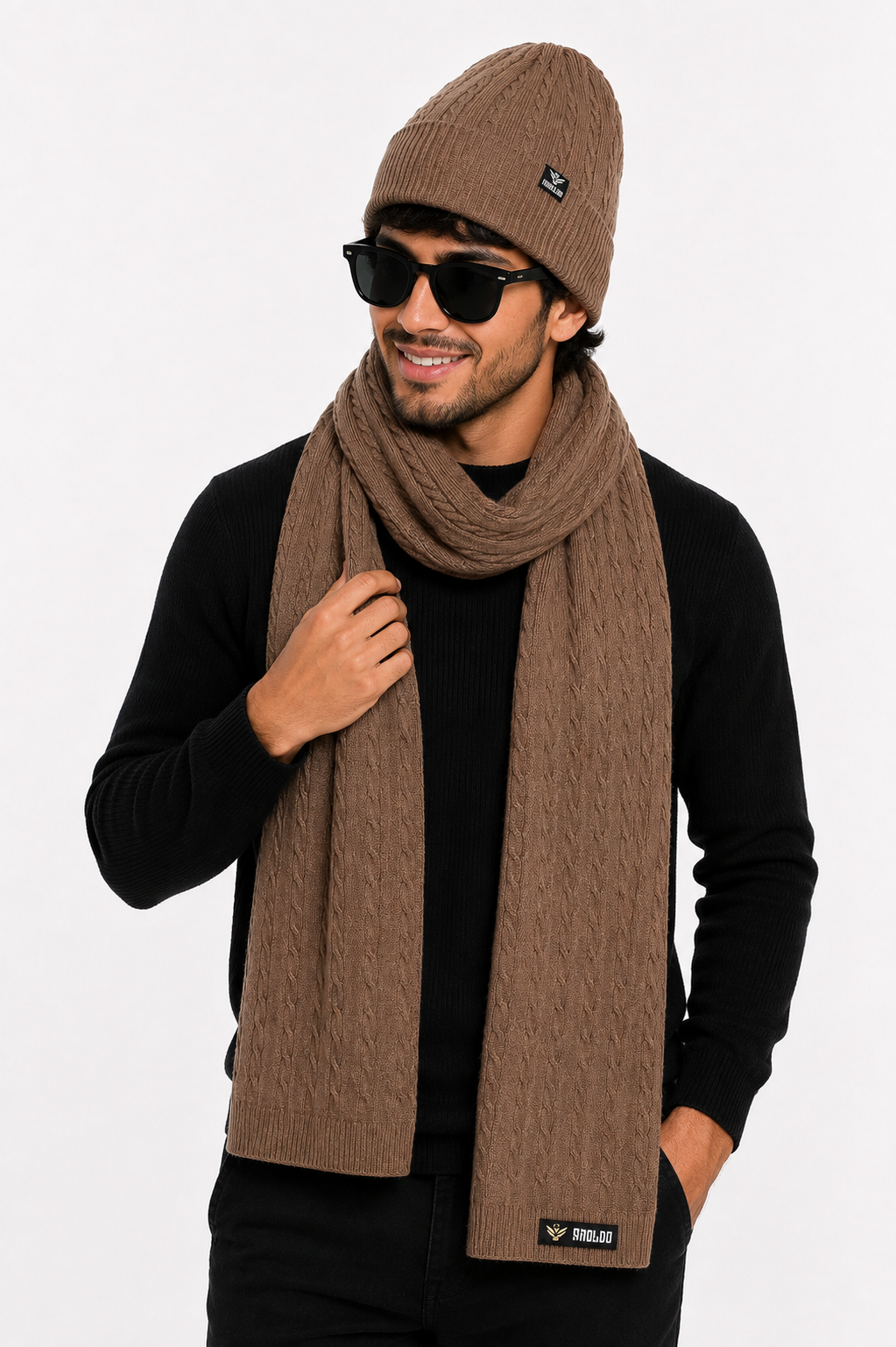 AMOLDO Unisex Woolen Beanie Cap & Muffler Winter Set