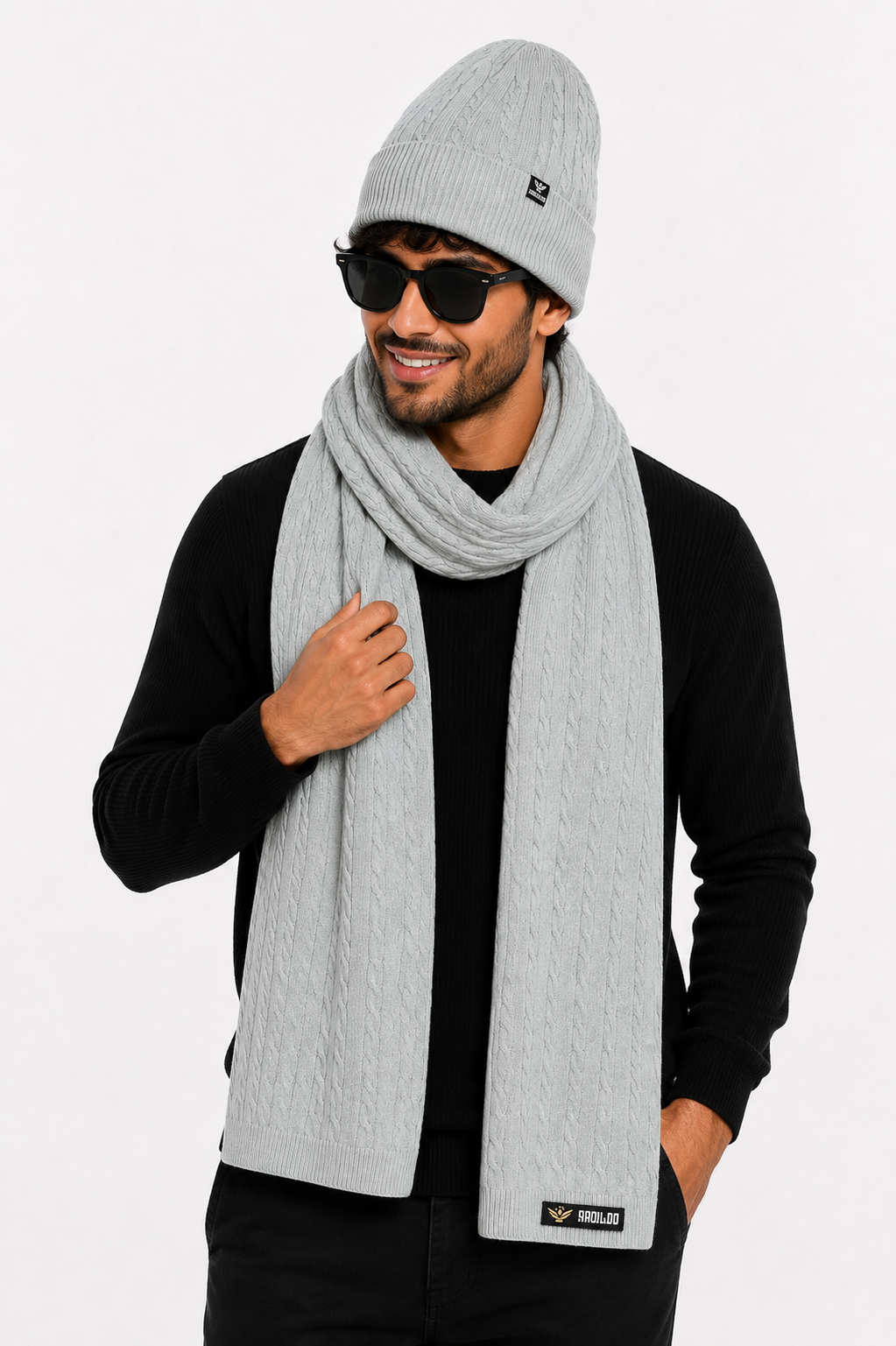 AMOLDO Unisex Woolen Beanie Cap & Muffler Winter Set