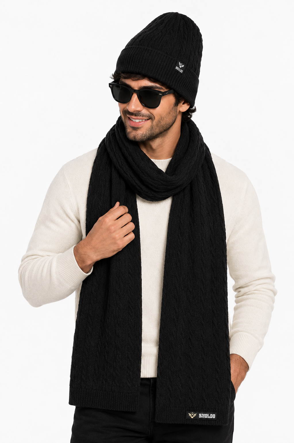 AMOLDO Unisex Woolen Beanie Cap & Muffler Winter Set