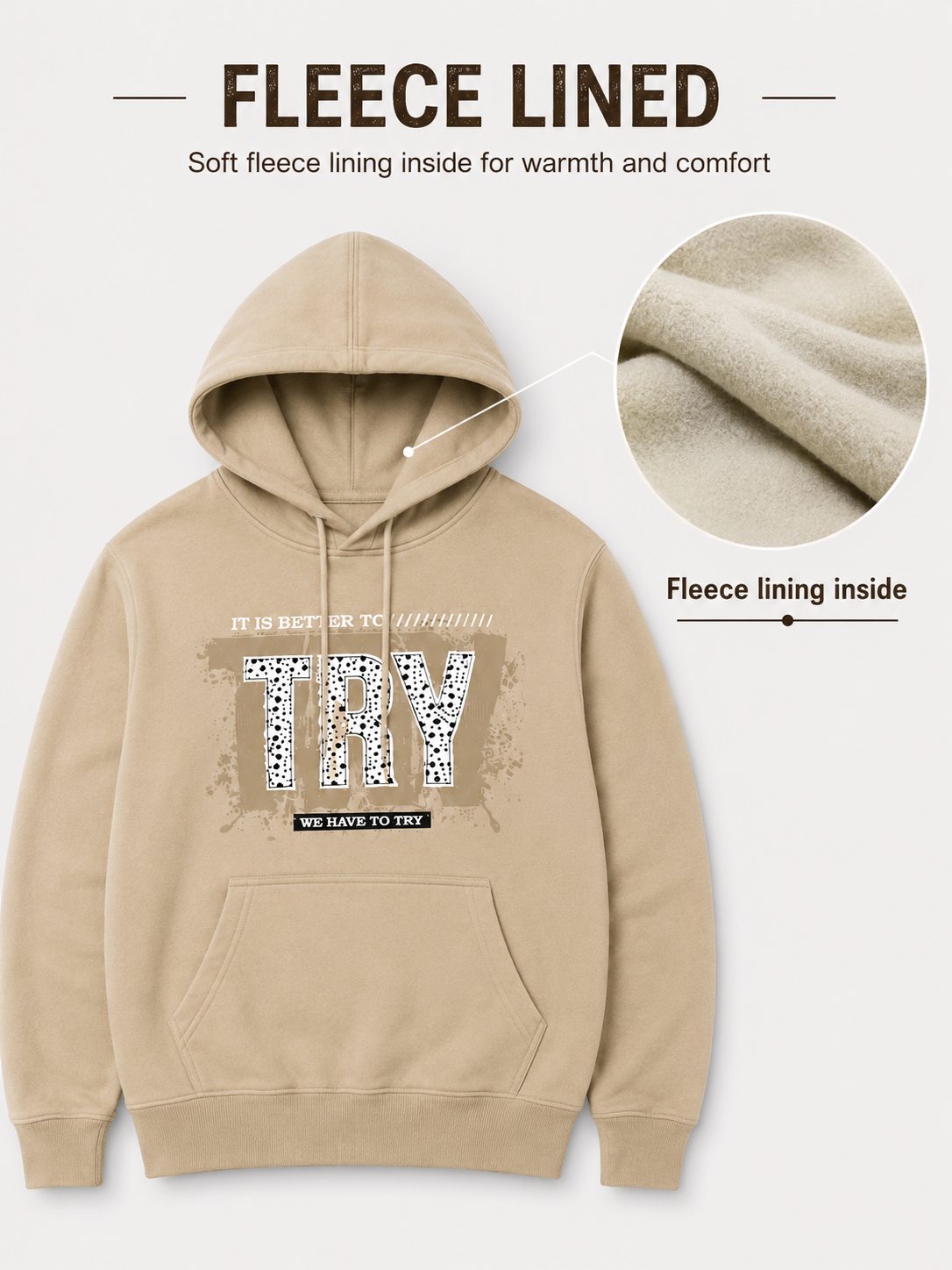 Amoldo Men’s Cotton Fleece Printed Hooded Sweatshirt/Hoodie