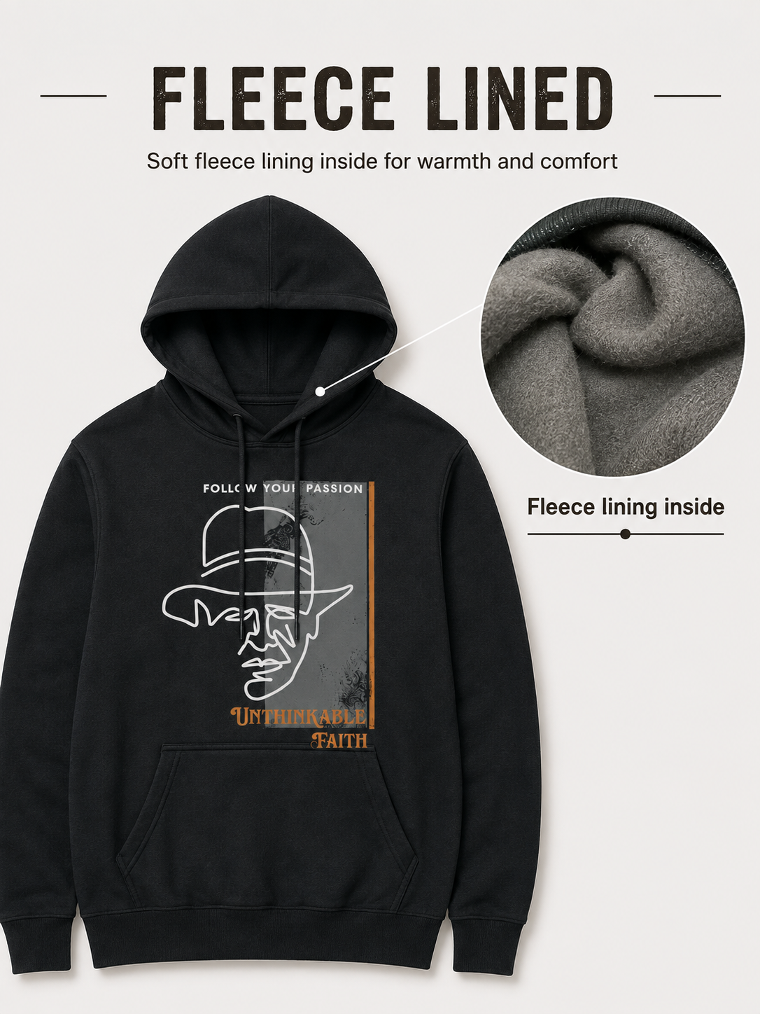Amoldo Men’s Cotton Fleece Printed Hooded Sweatshirt/Hoodie
