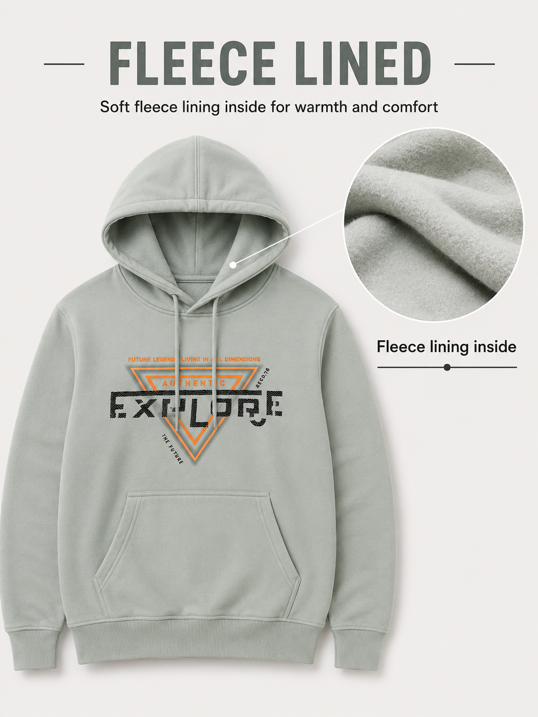 Amoldo Men’s Cotton Fleece Printed Hooded Sweatshirt/Hoodie
