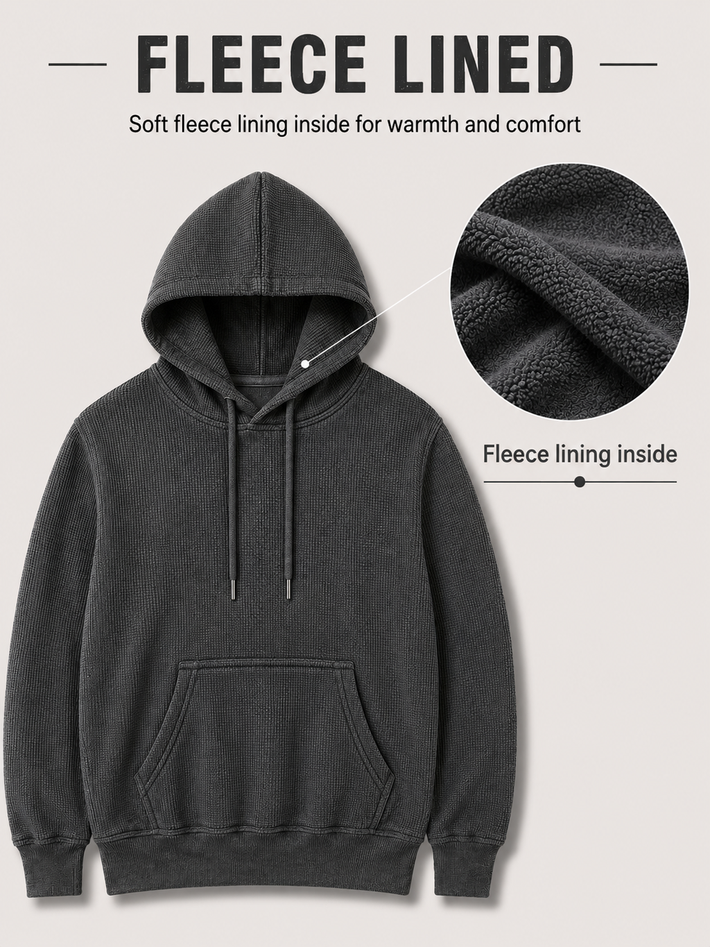 Men's Textured Pullover Hoodie with Kangaroo Pocket
