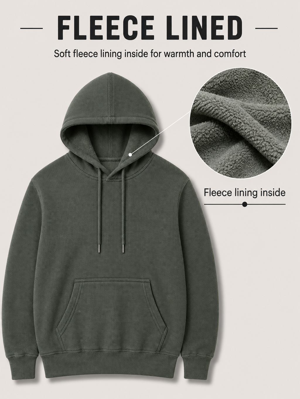Men's Textured Pullover Hoodie with Kangaroo Pocket