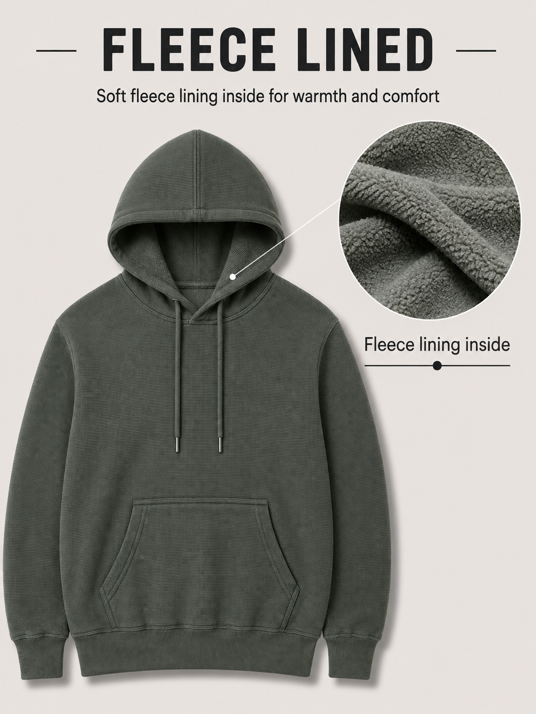 Men's Textured Pullover Hoodie with Kangaroo Pocket