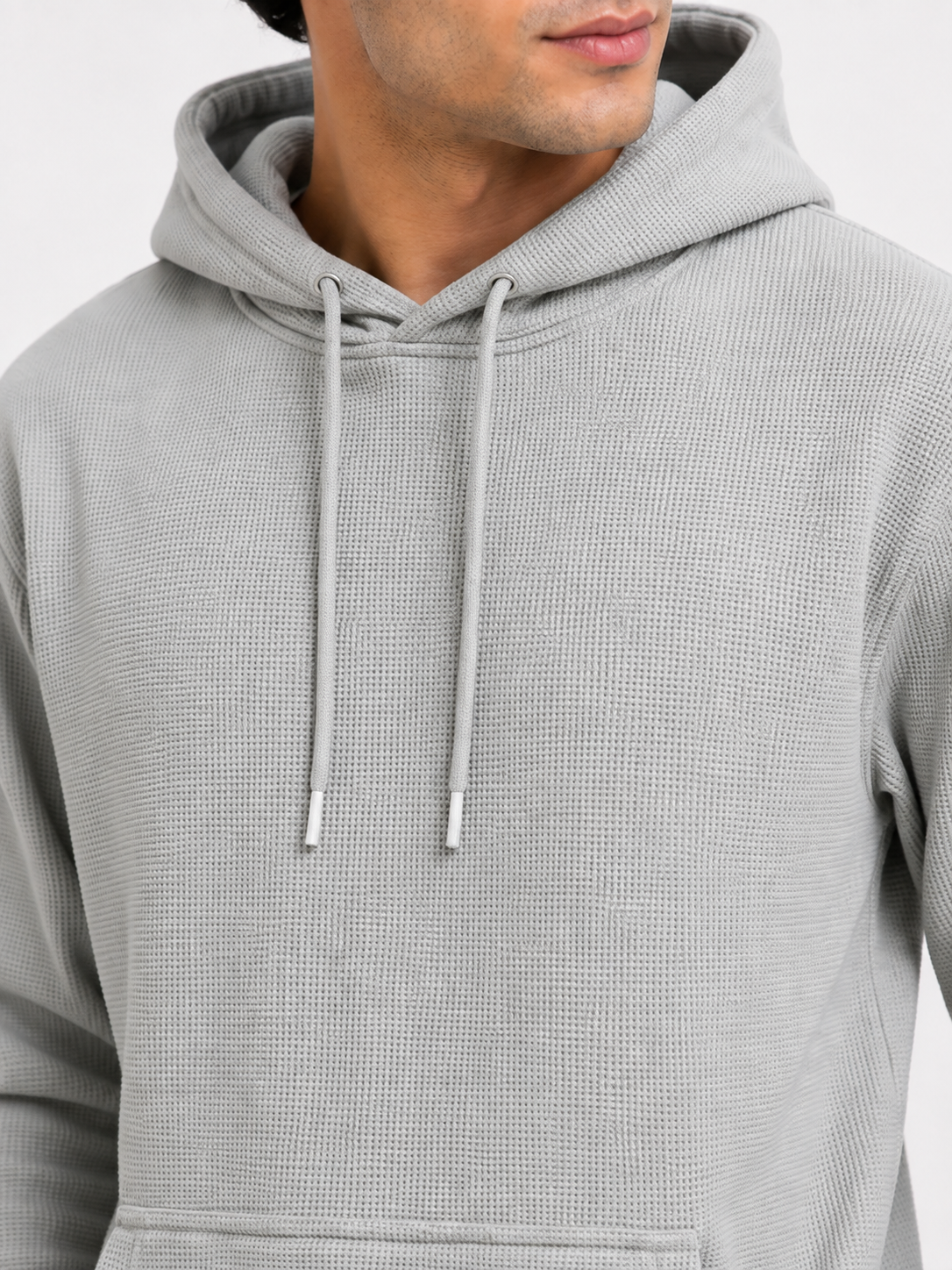 Men's Textured Pullover Hoodie with Kangaroo Pocket