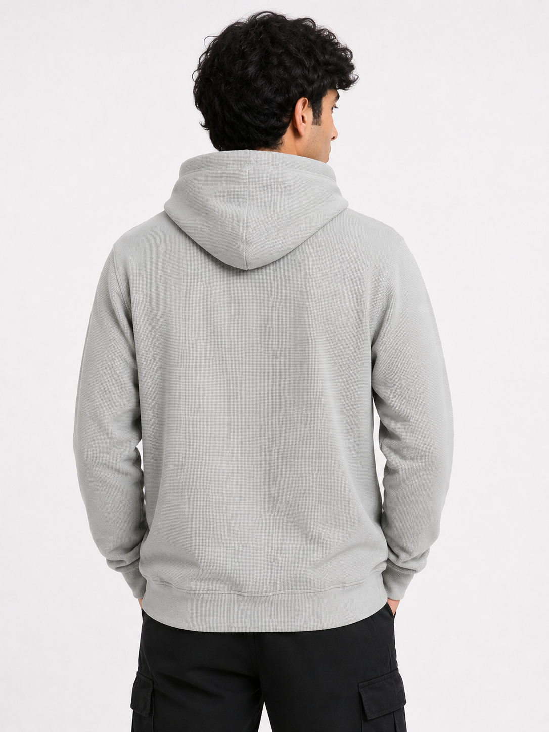 Men's Textured Pullover Hoodie with Kangaroo Pocket