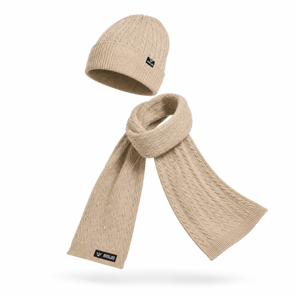 AMOLDO Unisex Woolen Beanie Cap & Muffler Winter Set