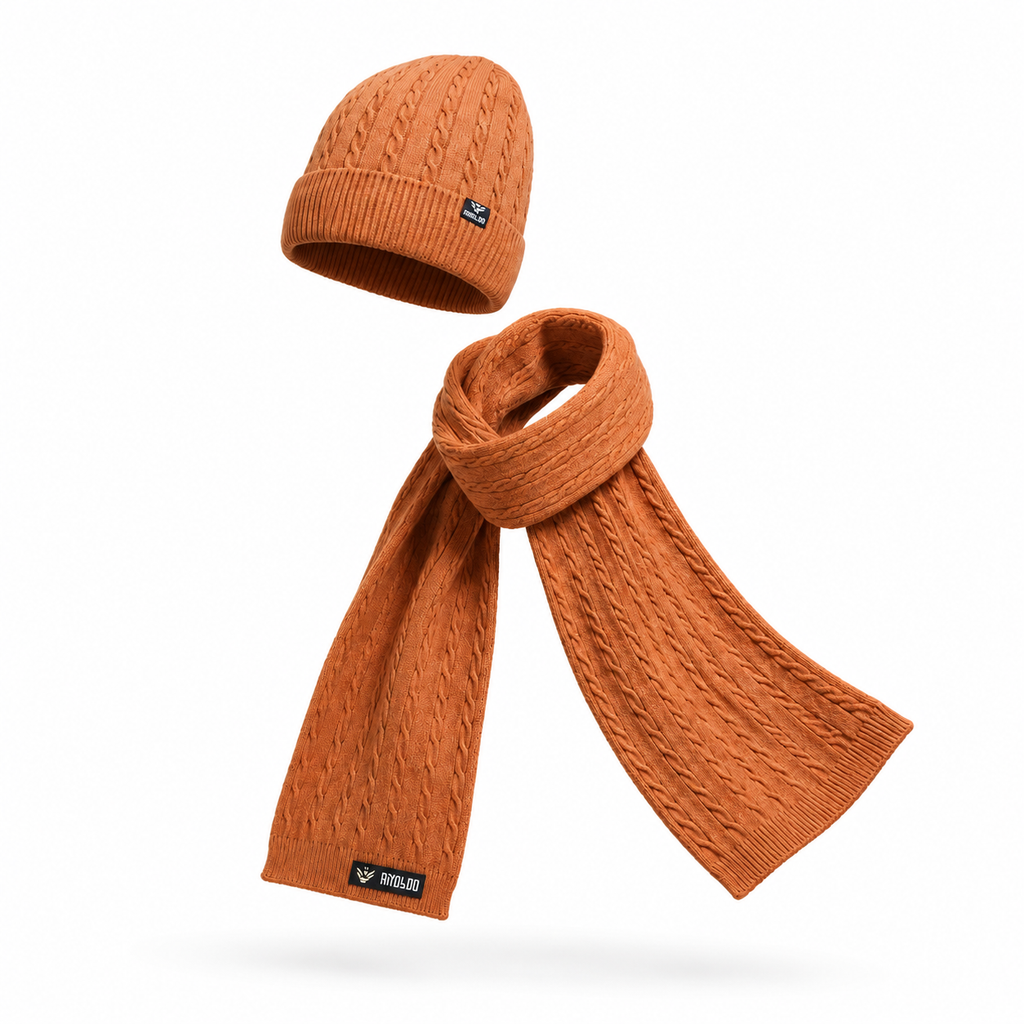 AMOLDO Unisex Woolen Beanie Cap & Muffler Winter Set