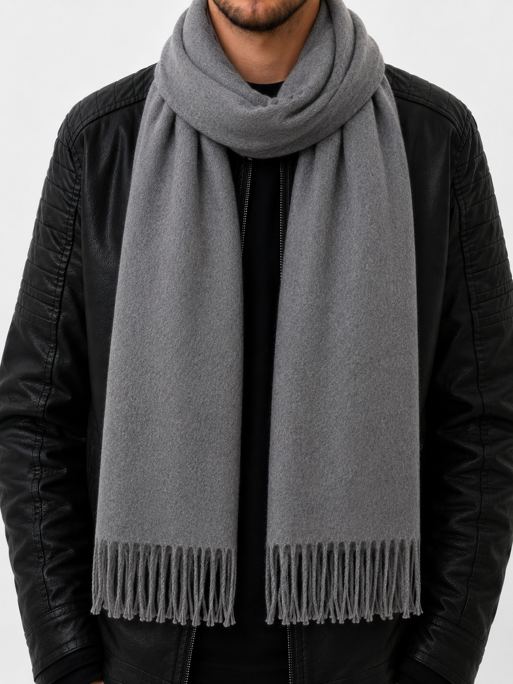 AMOLDO Unisex Plain Wool Winter Scarf Muffler | Light Grey