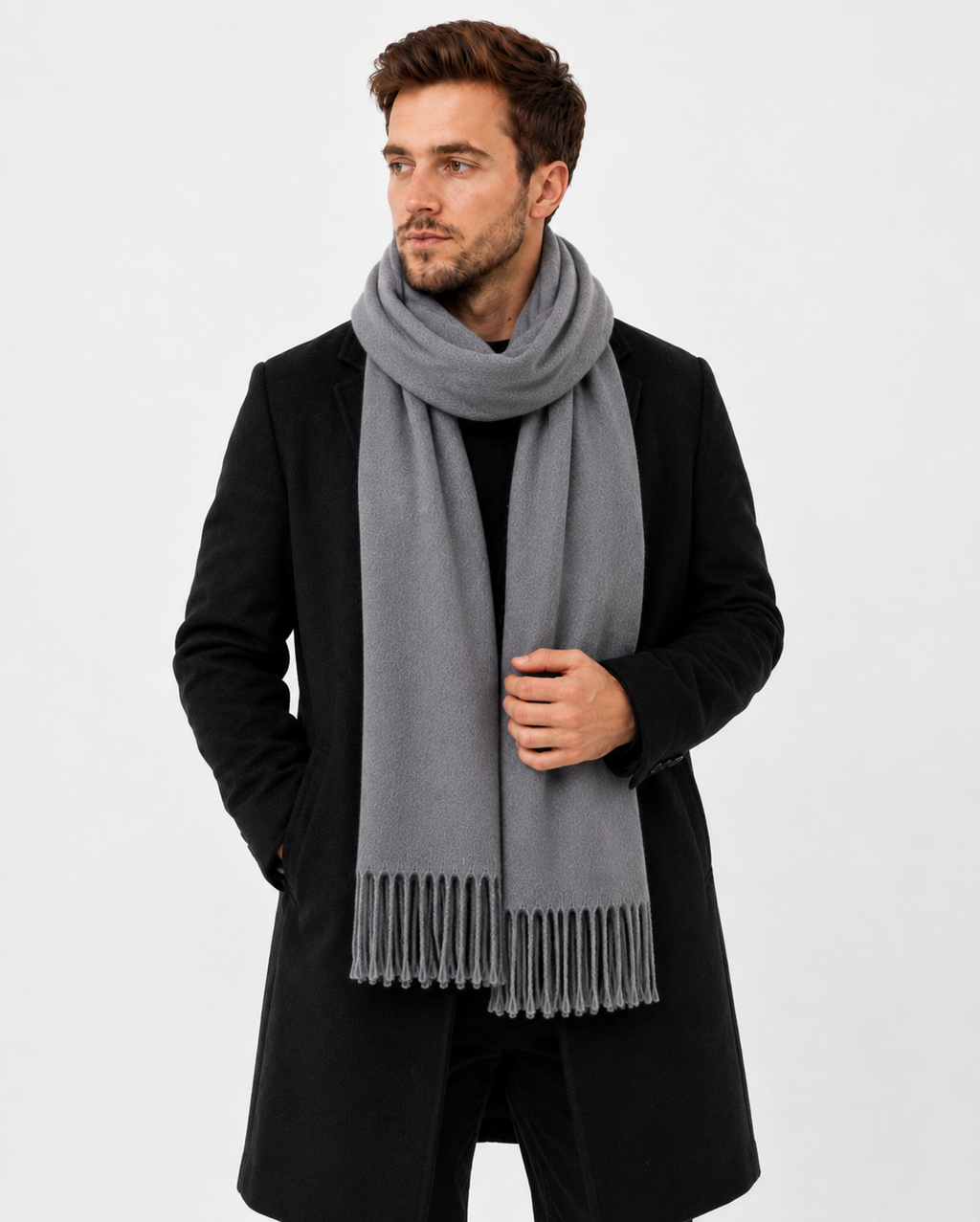 AMOLDO Unisex Plain Wool Winter Scarf Muffler | Light Grey