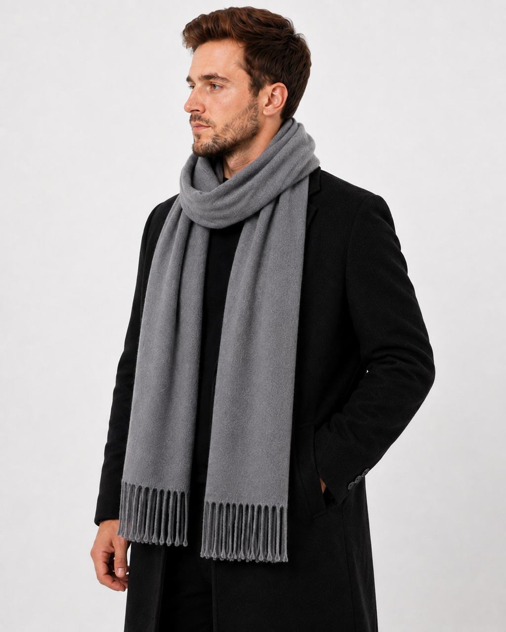 AMOLDO Unisex Plain Wool Winter Scarf Muffler | Light Grey
