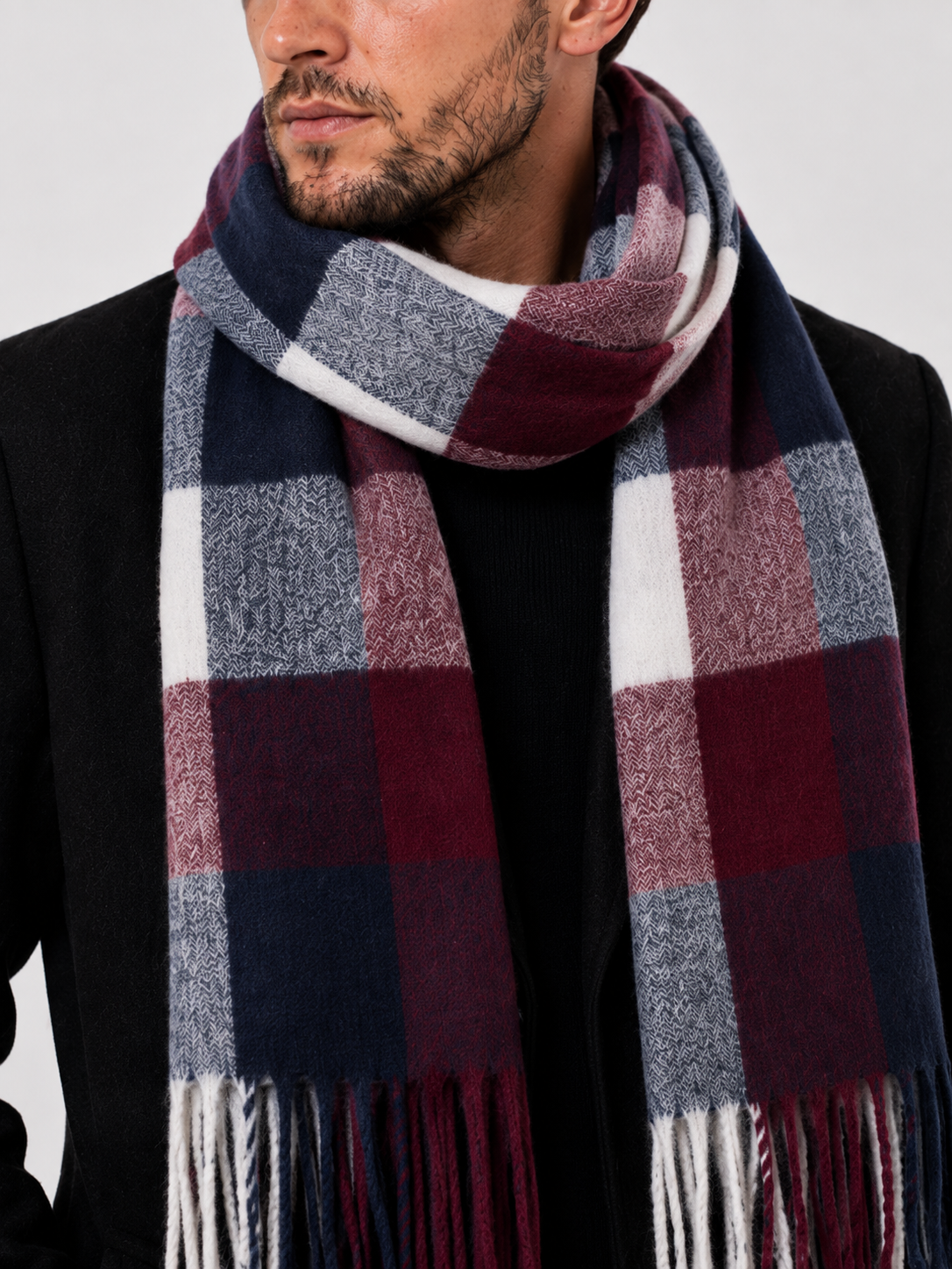 AMOLDO Unisex Printed Wool Winter Scarf Muffler | Maroon