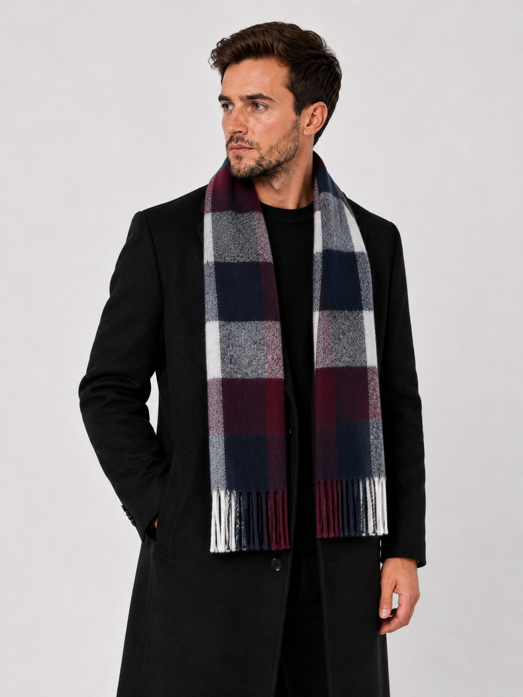 AMOLDO Unisex Printed Wool Winter Scarf Muffler | Maroon