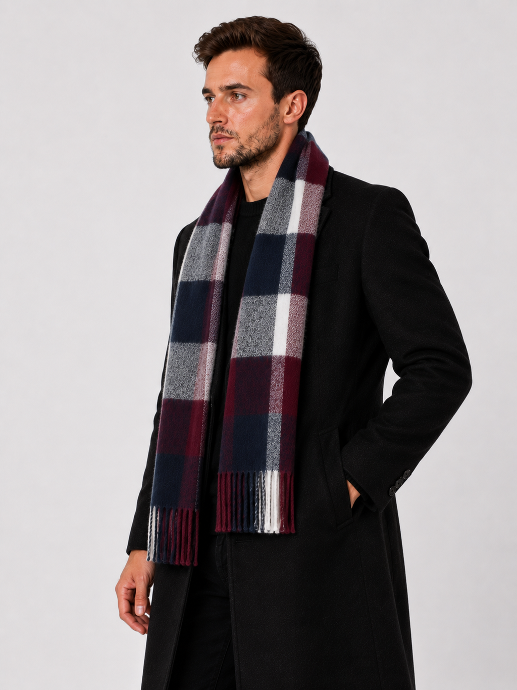 AMOLDO Unisex Printed Wool Winter Scarf Muffler | Maroon