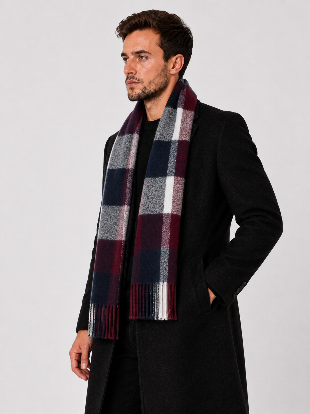 AMOLDO Unisex Printed Wool Winter Scarf Muffler | Maroon
