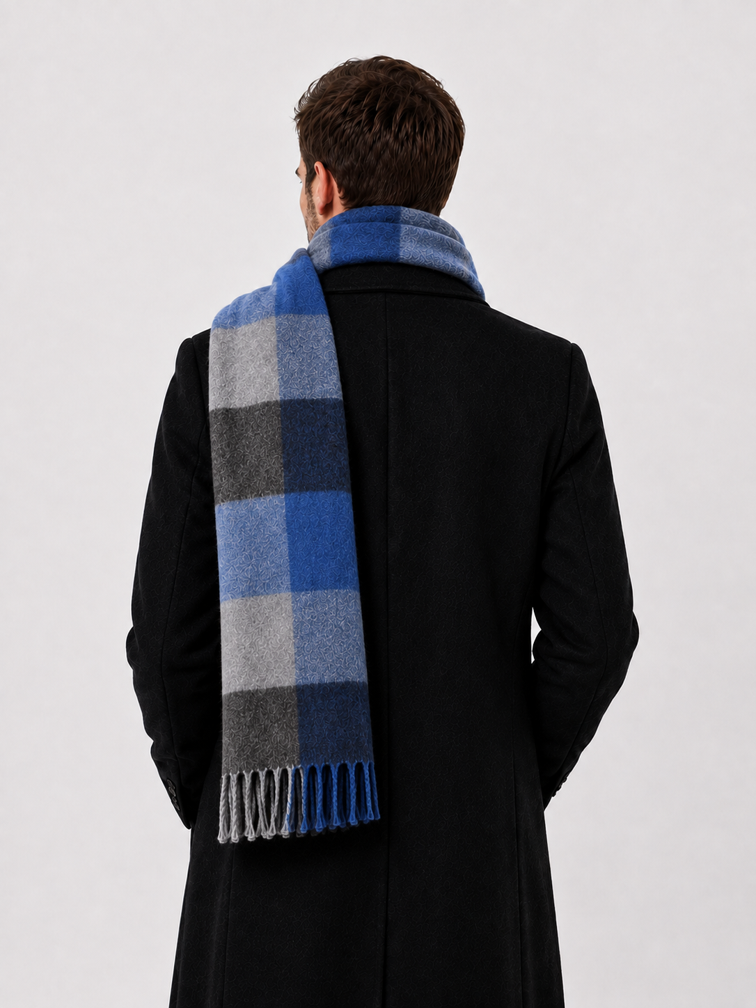 AMOLDO Unisex Printed Wool Winter Scarf Muffler | Navy