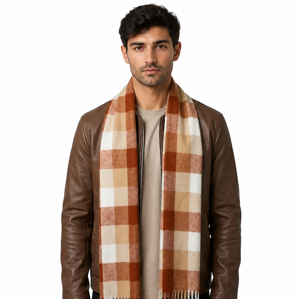AMOLDO Unisex Printed Wool Winter Scarf Muffler | Beige