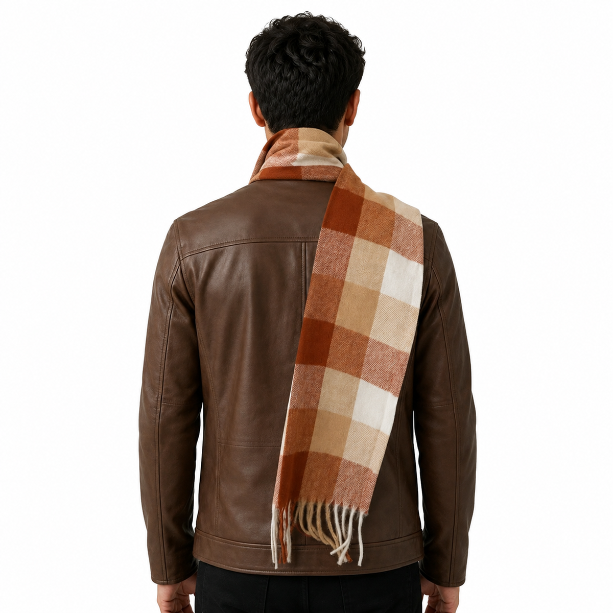 AMOLDO Unisex Printed Wool Winter Scarf Muffler | Beige
