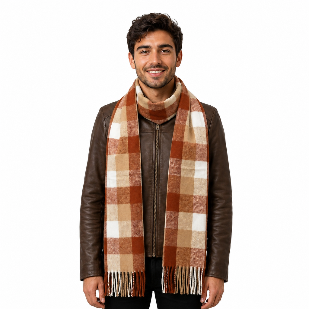 AMOLDO Unisex Printed Wool Winter Scarf Muffler | Beige