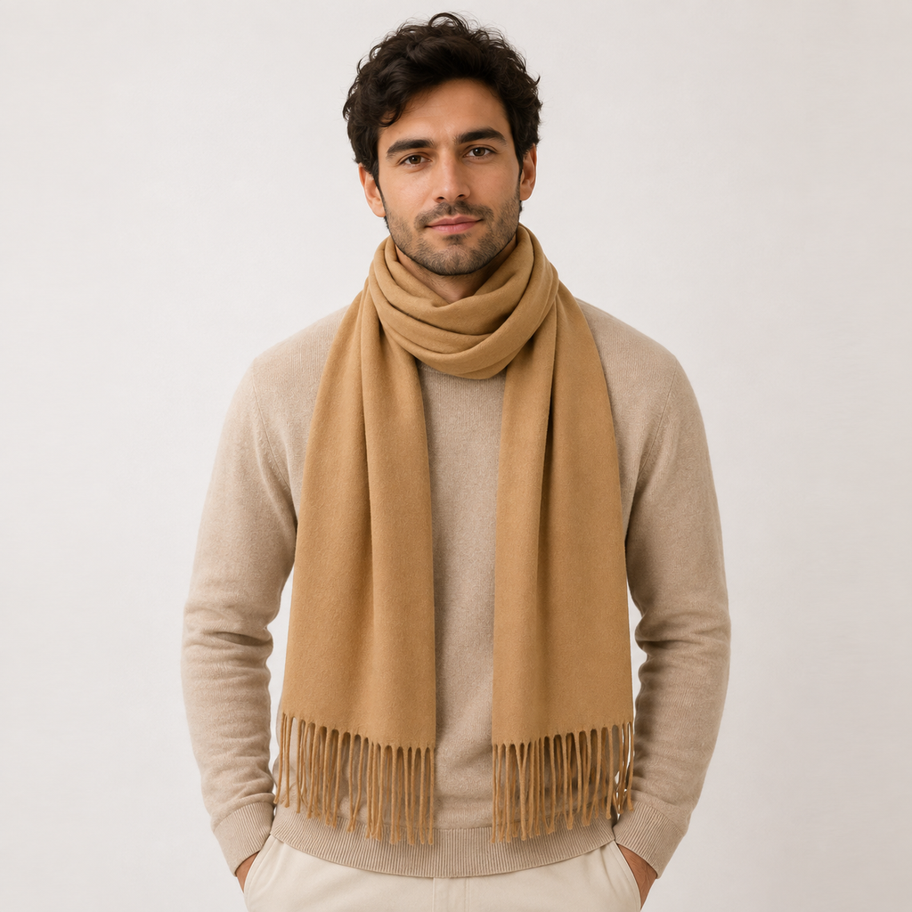 AMOLDO Unisex Plain Wool Winter Scarf Muffler | Beige