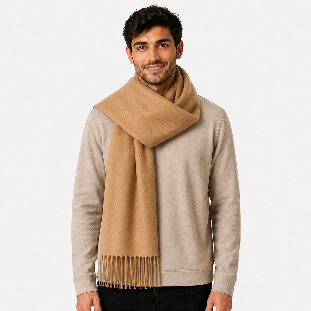AMOLDO Unisex Plain Wool Winter Scarf Muffler | Beige
