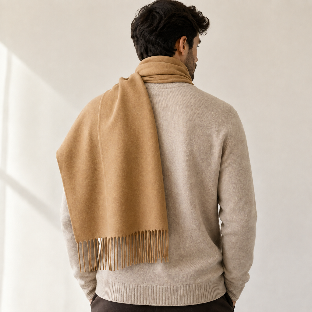 AMOLDO Unisex Plain Wool Winter Scarf Muffler | Beige