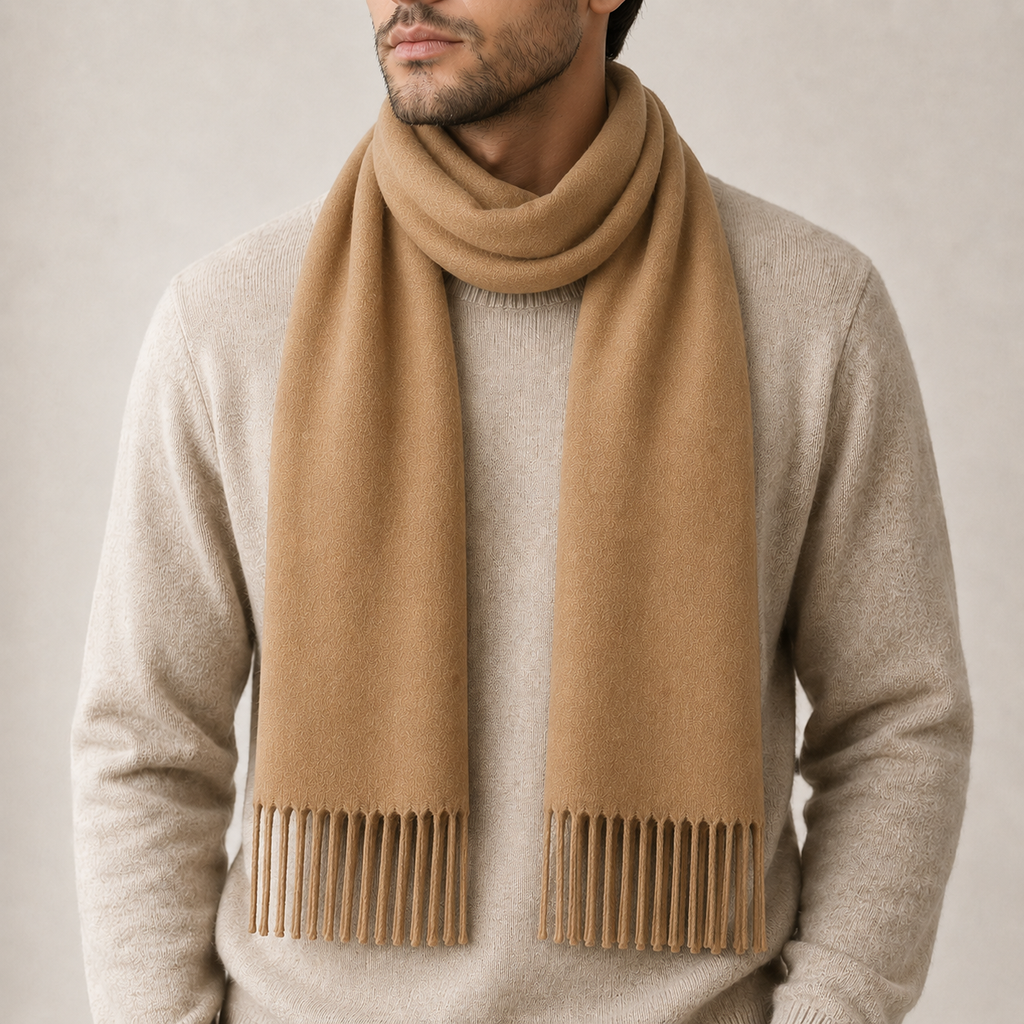 AMOLDO Unisex Plain Wool Winter Scarf Muffler | Beige