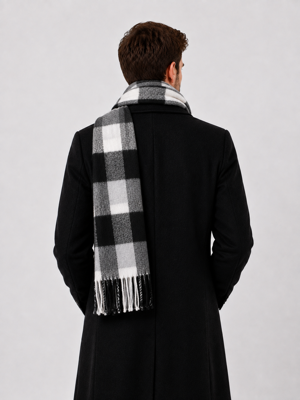 AMOLDO Unisex Printed Wool Winter Scarf Muffler | Black